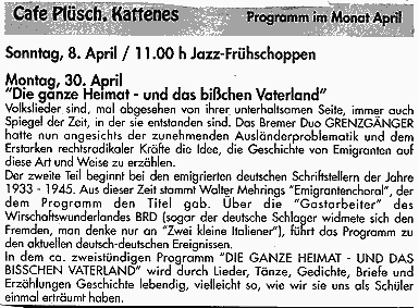Ankündigung Kattenes (Mosel) 30. April 1990